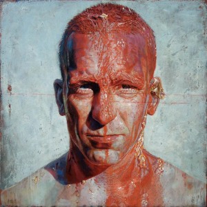 Daniel Barkley Grosse tete rouge, 2012, acrylic on wood 36x36